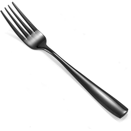 Eslite 12-Piece Black Stainless Steel Dinner Forks, 8-Inch