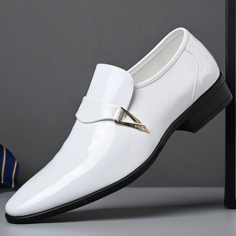 Formal Shoes for Men's Casual Wedding Prom Wedding Slip Resistant Block Heel Anti-Slip Rubber Sole Shoe Slip-on Round Toe Spanish Leather3