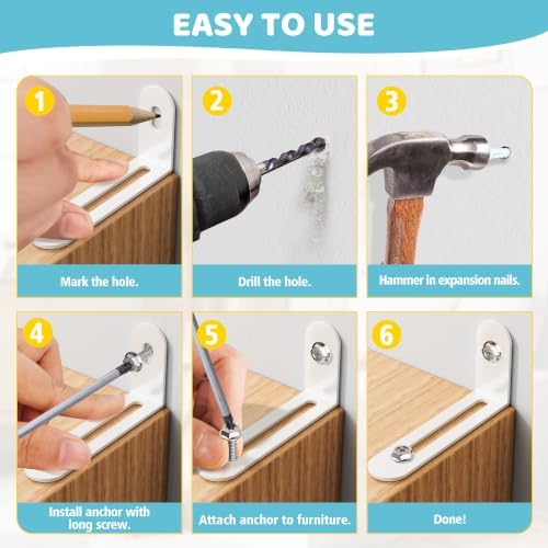 16-Pack Metal Anti-Tip Furniture Anchors Kit for Baby Proofing & Earthquake — 사진 7