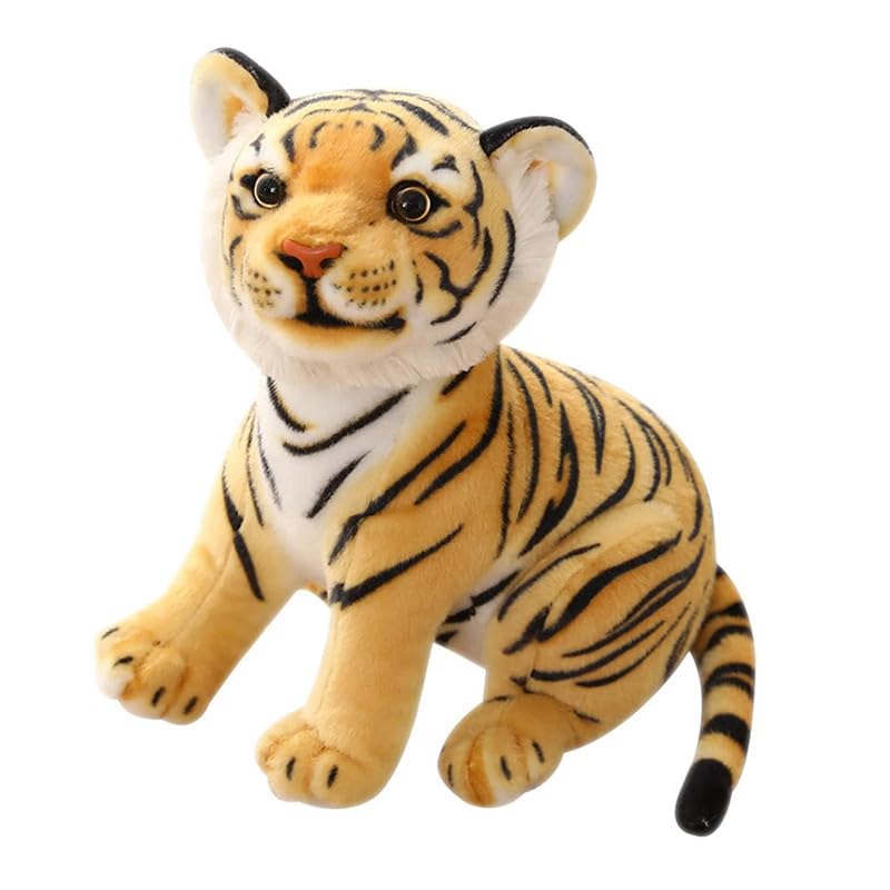 SHREEJI GIFT Jungle Tiger Soft Stuffed Animal Plush Toy for Kids Boys Girls Birthday Gifting and Decoration (Color: Yellow & Black Size: 25 Cm)