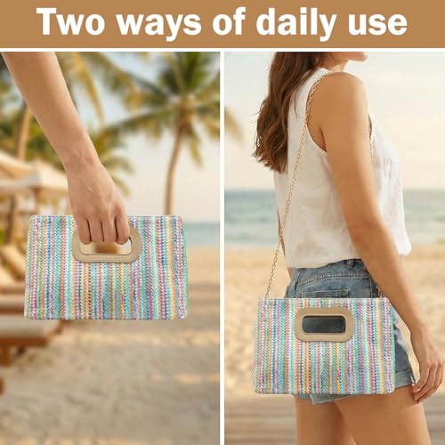 Bolso tipo clutch de paja para mujer miniatura 5