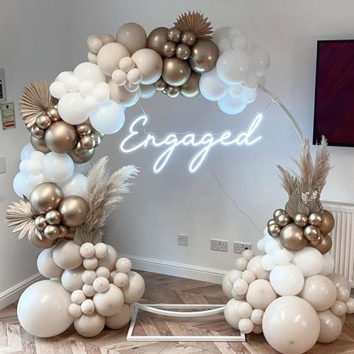 Image of PartyWoo Retro White Balloons, 140 pcs Champagne Gold and White Sand Balloons Different Sizes Pack of 18 Inch 12 Inch 10 Inch 5 Inch for Balloon Garland Arch as Birthday Decorations, Party Decorations