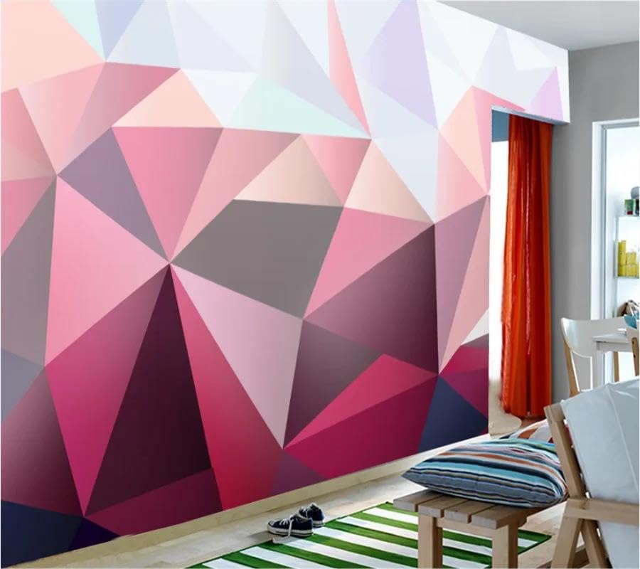 Papier peint 3D autocollant géométrique pour masquer un mur blanc - 2