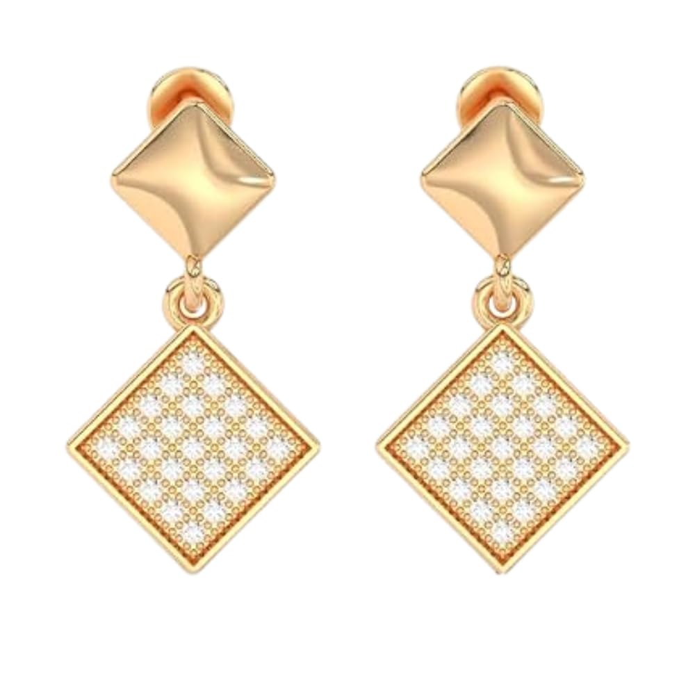 925 sterling silver gold plated diamond -shape square cubic zirconia drop & dangle earrings for women & girls | gift for birthday, wedding, anniversary & special occasions