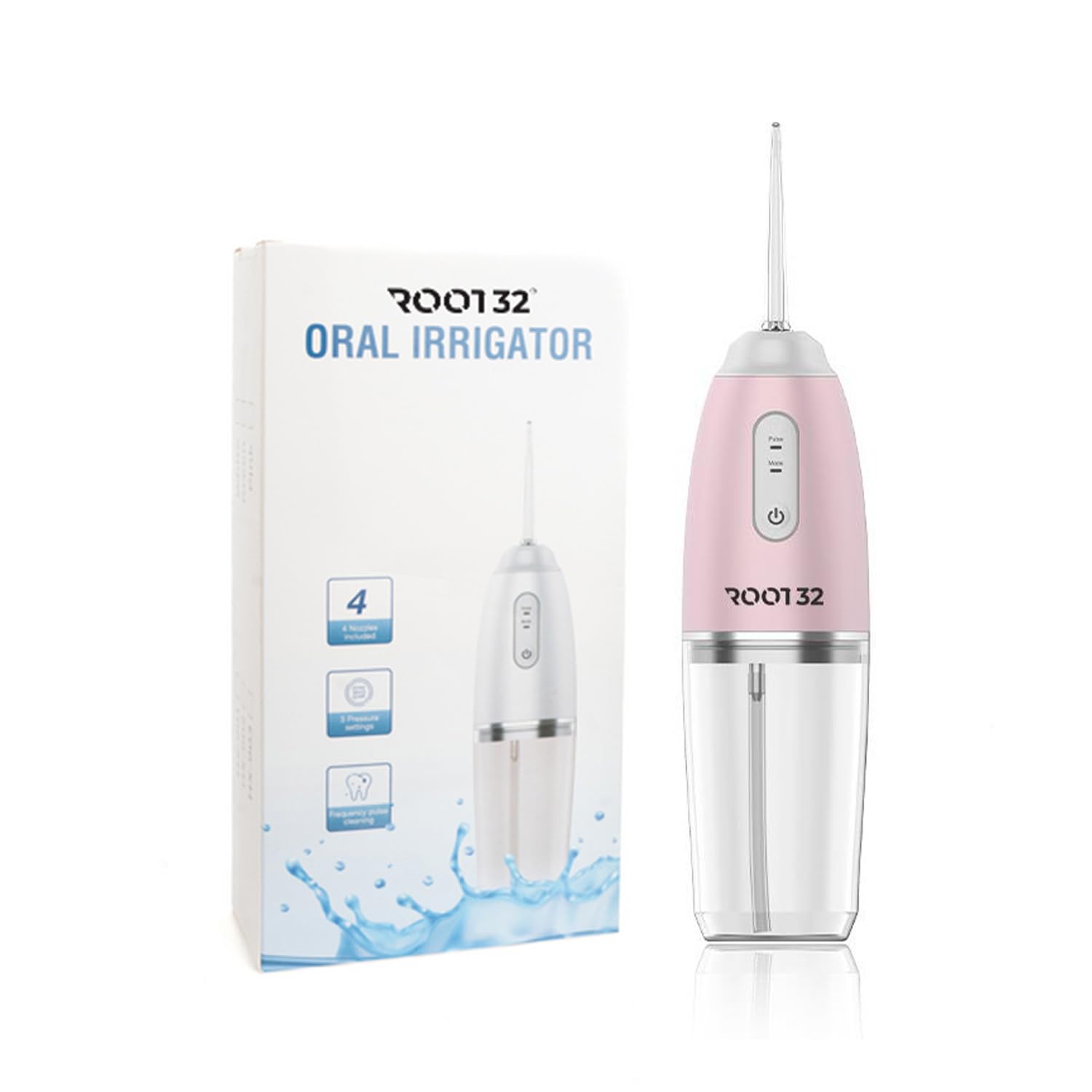 ROOT 32 Bloom Water Flosser for Deep Cleaning Dental Care 3 Cleaning Modes, IPX7 Waterproof |Pink, 4 Nozzles-picture-40