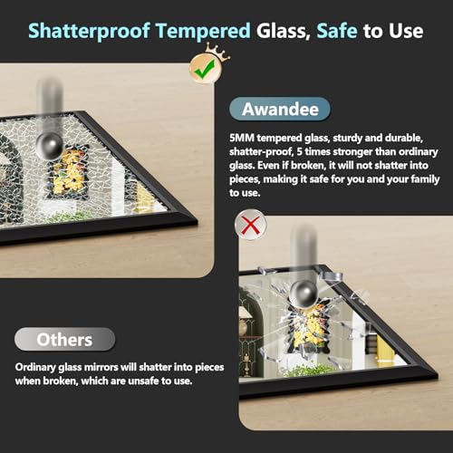 Image of 55x30 Inch Black Bathroom Mirror for Wall, Beveled Framed Rectangle Bathroom Vanity Mirrors for Over Sink, Bedroom, Living Room, Entryway, Anti-Rust, HD Tempered Glass, Horizontally /Vertically