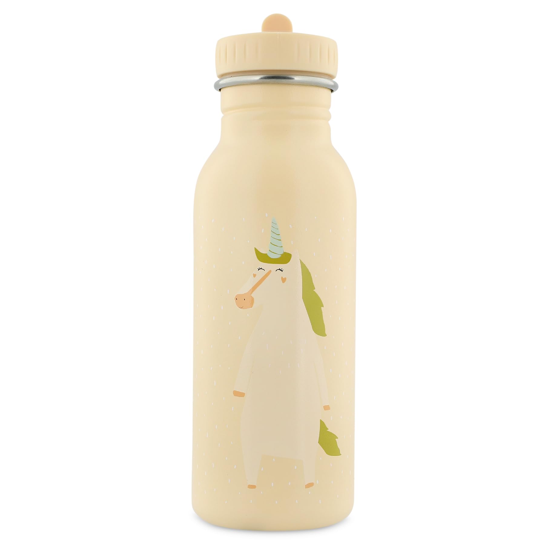 Trixie Drinking Bottle - Mrs. Unicorn - 500ml Stainless Steel Water Bottle for Kids - Leakproof - Eco-Friendly and BPA-Free, Nude