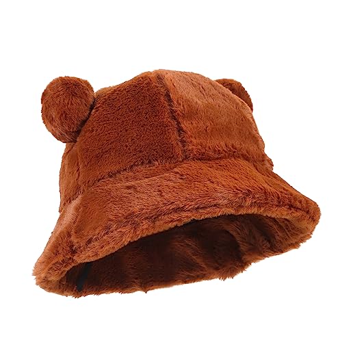 Cute Plush Little Bear Ears Hat for Girls Warm Cap for Outdoor Activities Adorable Design for Skating Hiking and Travel Stylish and Comfortable Accessory Brown