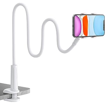 Shaw Mobile Phone Holder for Bed Gooseneck Mobile Phone Holder - Flexible Long Arm Mobile Phone Holder Stand for iPhone 16 15 14 13 12 11 Pro XS Max X 8 Samsung S10 S9 4-6.5 Inch Devices