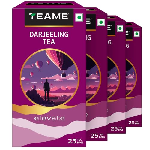 Image of TE-A-ME Darjeeling Tea - 25 Tea Bags (Pack of 4) | Black Tea Bags 100 pieces | Darjeeling Tea Bag