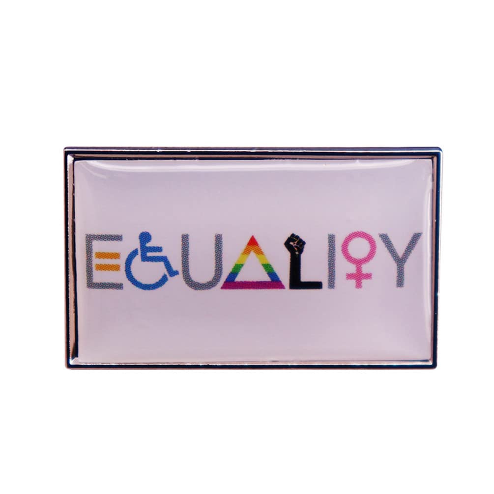 LATINDAYEQUALITY'' Rainbow Letters Brooches Rainbow Gay Equality Enamel Pin LGBT Pride Flag Badge Decorative Clothes Brooch for Bag Lapel Pin Jewelry Gift For Friends, Metal