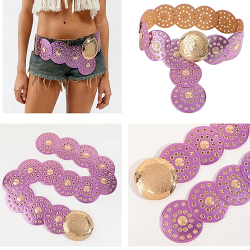 Vintage Rivet Fashion Belt for Women Western Cowgirl Styled PU Leather Waistband Unique Waist Wrap Decorative Sash, Bronze Wine Re, 115cm2