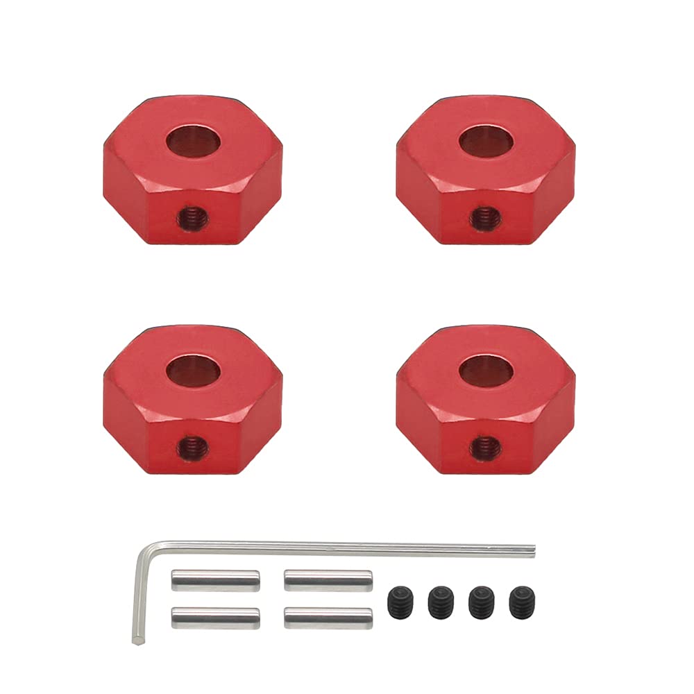 RCAWD wheel hex hub adapter 14mm for 1/10 ARRMA 3s&Mega550 Vorteks Senton Granite Big Rock Typhon machined alloy upgrades part 4pcs(Red)