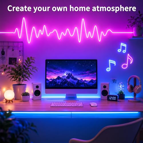 Image of segrass 132ft RGB LED neon Rope Lights LED neon Strip Lights Waterproof Flexible Neon LED Strip Lights,Led Lights for Bedroom(2 Rolls of 75ft)