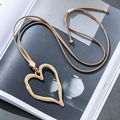 Love Heart Pendant Necklace for Women Fashion Jewelry Long Chian Sweater Necklaces3