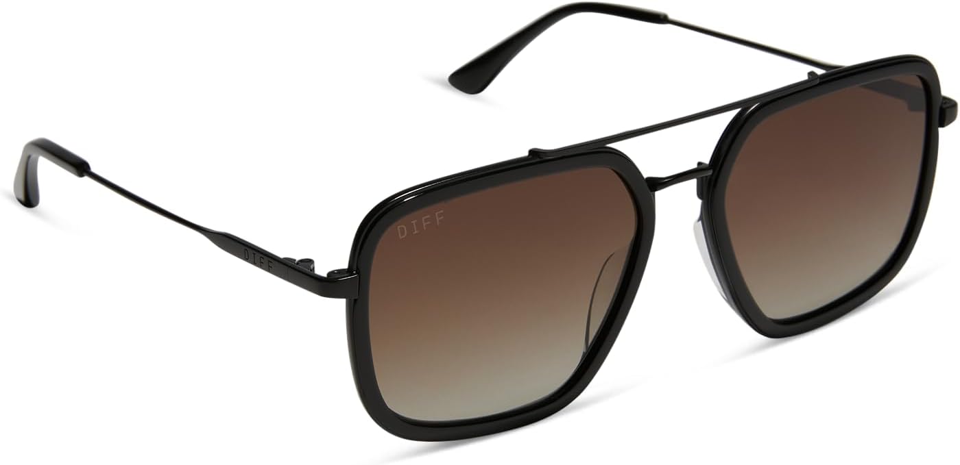 DIFF Jordan Designer Oversized Navigator Sunglasses for Women | 100% UVA/UVB Protection | Black Frames - Image 9
