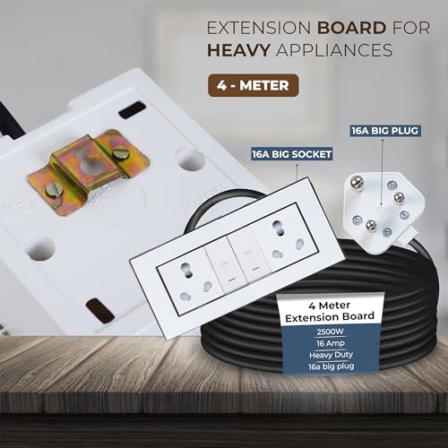 Image of Extension Board Heavy Duty Multi Socket 15A /16A /20 (2500 Watts 16A Big Plug and Two 16A Socket and Two 20A Switch, 4 Meter)