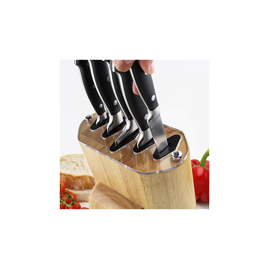 SharpN-Rubber-Wood-5-Piece-Self-Sharpening-Knife-Block-Set Rockingham Forge Sharp’N Rubber Wood 5 Piece Self-Sharpening Knife Block Set