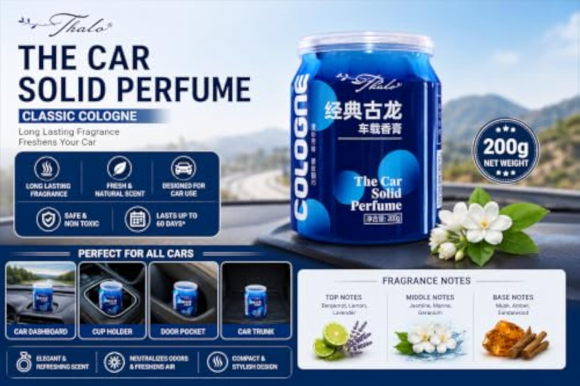Car Solid Perfume, Classic Cologne Air Freshener
