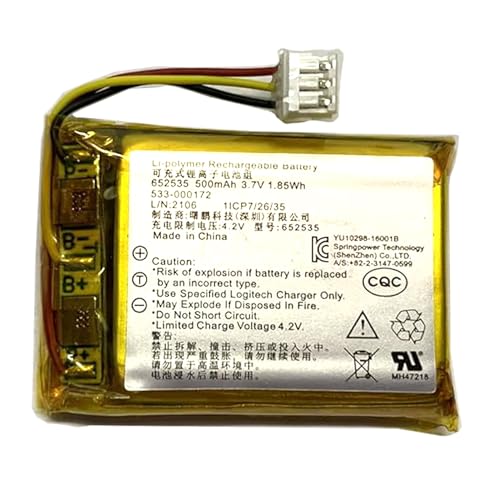 652535 Battery Replacement for Logitech MX Master 2 MX Master 3 MX Master 2s MX Anywhere 2 MX Anywhere 2S MX Ergo M-RO052 Wireless Mouse 910-004362 910-004374 533-000120 533-000121 602535 500mAh