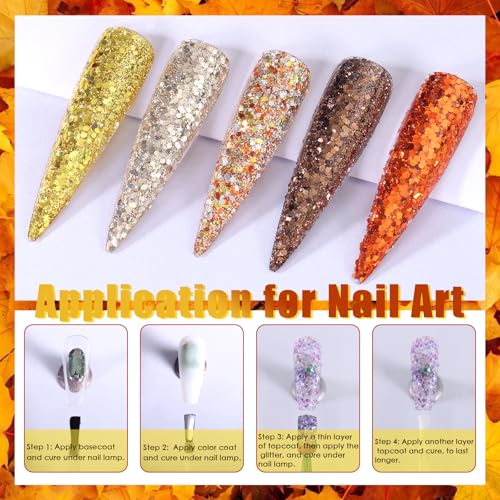 Laza BSDXH-QWY511 Autumn Nail Glitter, 12 Colors Acrylic Nails Art Glitter Powder Sequin thumb #3