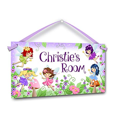 Amazon Com Little Girls Door Sign Personalized Fairy Garden Hanging Plaque Handmade