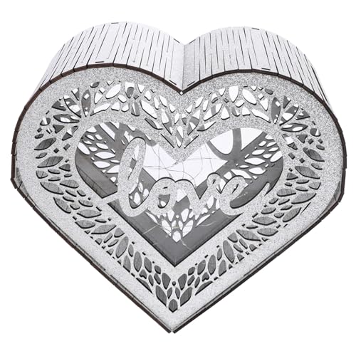 Parliky Heart-shaped Wooden Card Box for Weddings Graduations Elegant Blessing Card Container for Receptions Rustic Decor for Events Storage