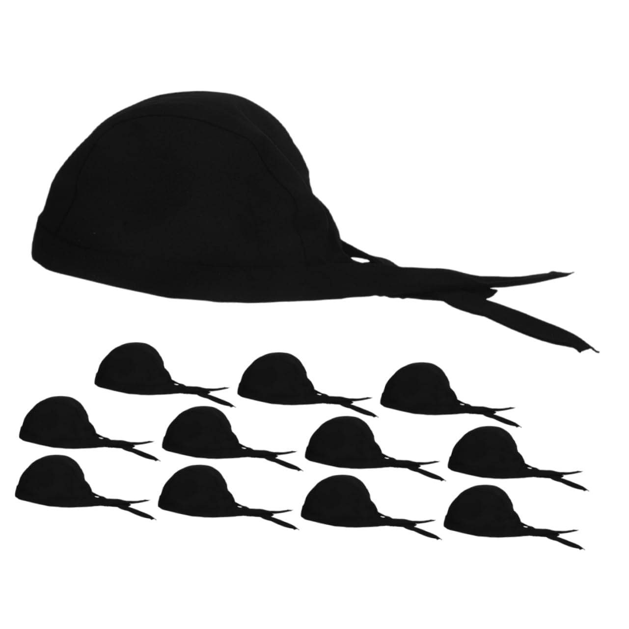 iplusmile 12 Gorros de Chef Negros de Algodón para Servicio de Alimentos | Lazo Trasero, Uso Unisex, para Cocina y Restaurante, Talla Única, Estilo Profesional