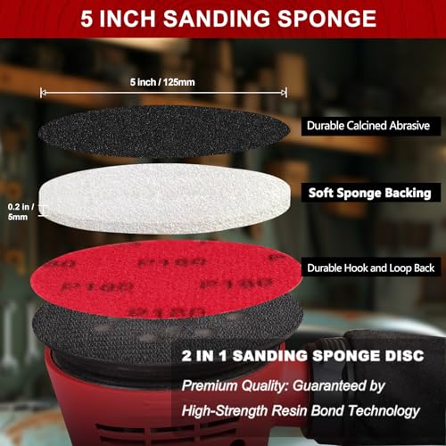 Shineboc 18 Pcs Sanding Sponge Set,125mm 180-3000 Grit Flexible Foam Filled Sanding Pad,Wet And Dry Blocks Sandpapers Sheets for Wood & Metal,Railings,Furniture Polishing - Image 2