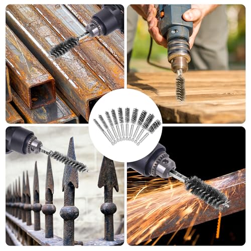 Image of 30 Pieces Bore Brush for Drill, Stainless Steel Wire Bore Brush with 1 /4 Inch HexShank, Assorted Size Drill Wire Cleaning Brush for Power Drill Impact Driver