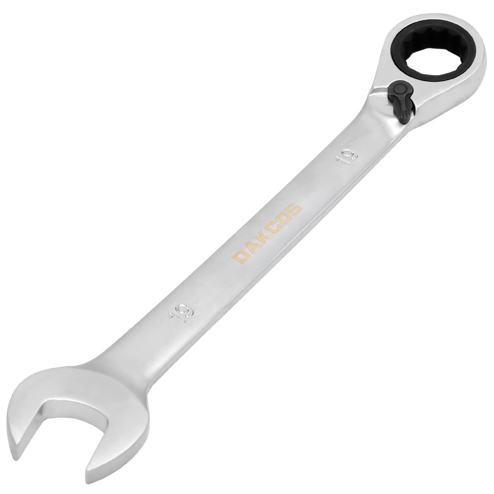 Dakcos Chrome Fixed Head Reversible Ratchet Spanner 19Mm Ratcheting Combination Wrench Vanadium Steel
