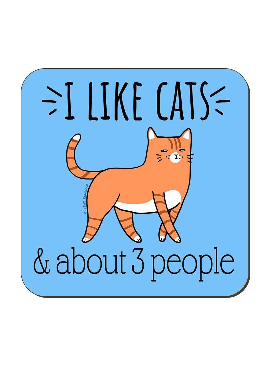 Grindstore Multicolour I Like Cats & About 3 People Coaster