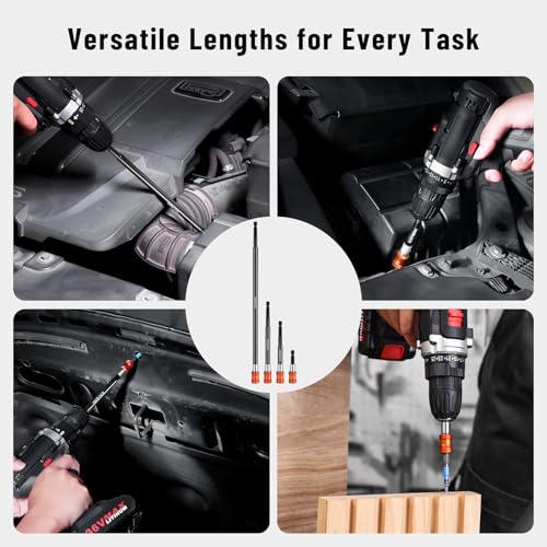 Katerk Drill Bit Extension Set, 4 Pcs Magnetic Bit Holder, 1/4 Inch Hex Drill Bit Extender for Impact Driver - Enhanced Stability, Professional Grade (12", 6", 4", 2 3/8") - image 7