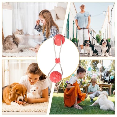 Hundespielzeug mit Saugnapf, interaktives Hundespielzeug, wiederverwendbarer Ball mit Seil, Hundespielzeug, Beißring für kleine und große Hunde
