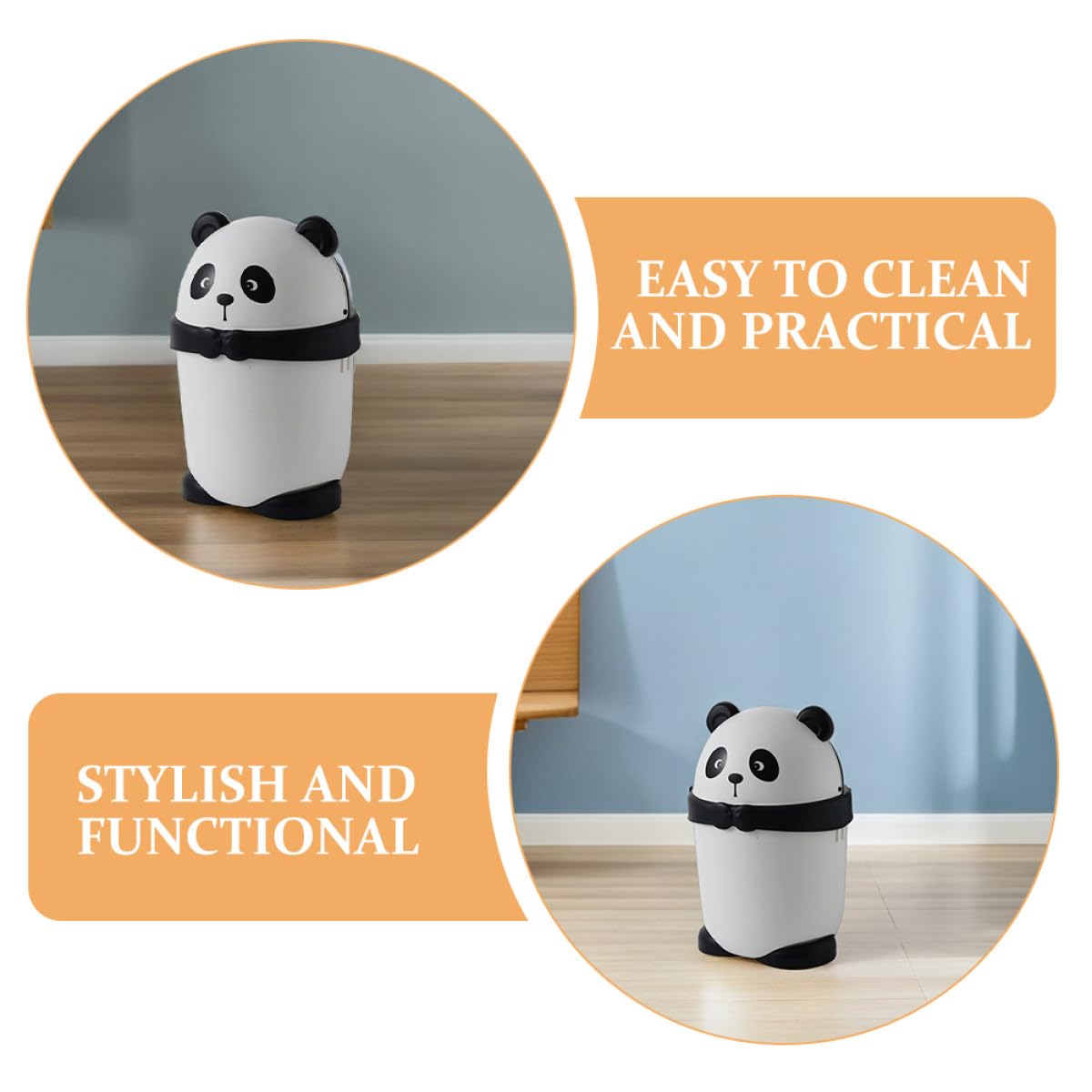 Homoyoyo Bidone della Spazzatura Piccolo con Coperchio a Tema Panda Cestino per Soggiorno e Cucina Plastica Sigillata Profumata per Camere da e Uso Multiuso