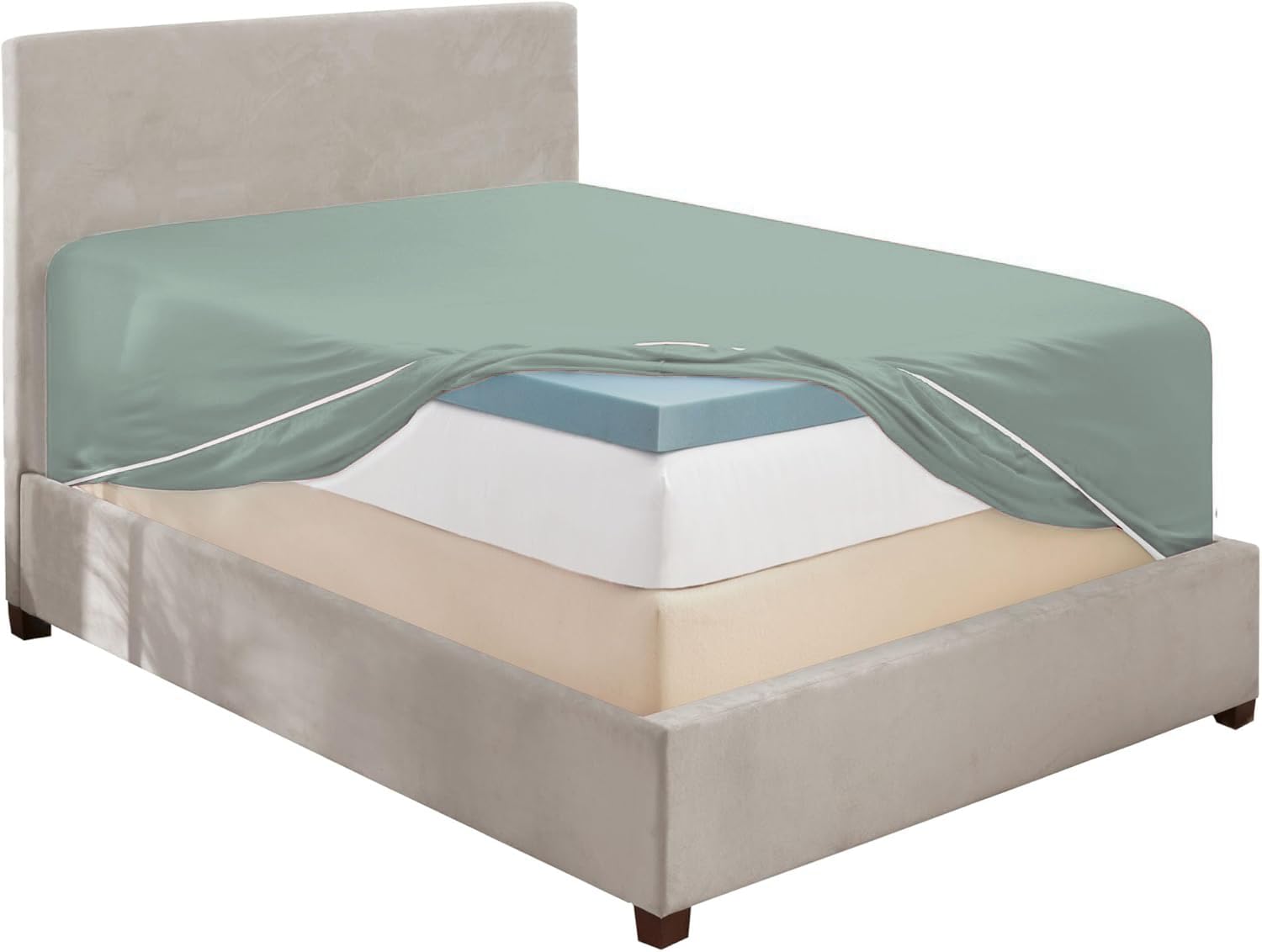 Hearth &amp; Harbor Extra Deep Pocket Twin Fitted Sheet, Sage Green