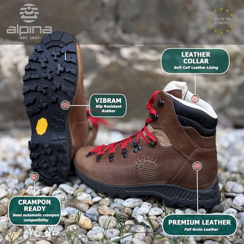 Alpina LADAKH Premium Men's Mountaineering Boots | Waterproof Full Leather Ankle High Shoes | Durable | Hand Made in Europe3