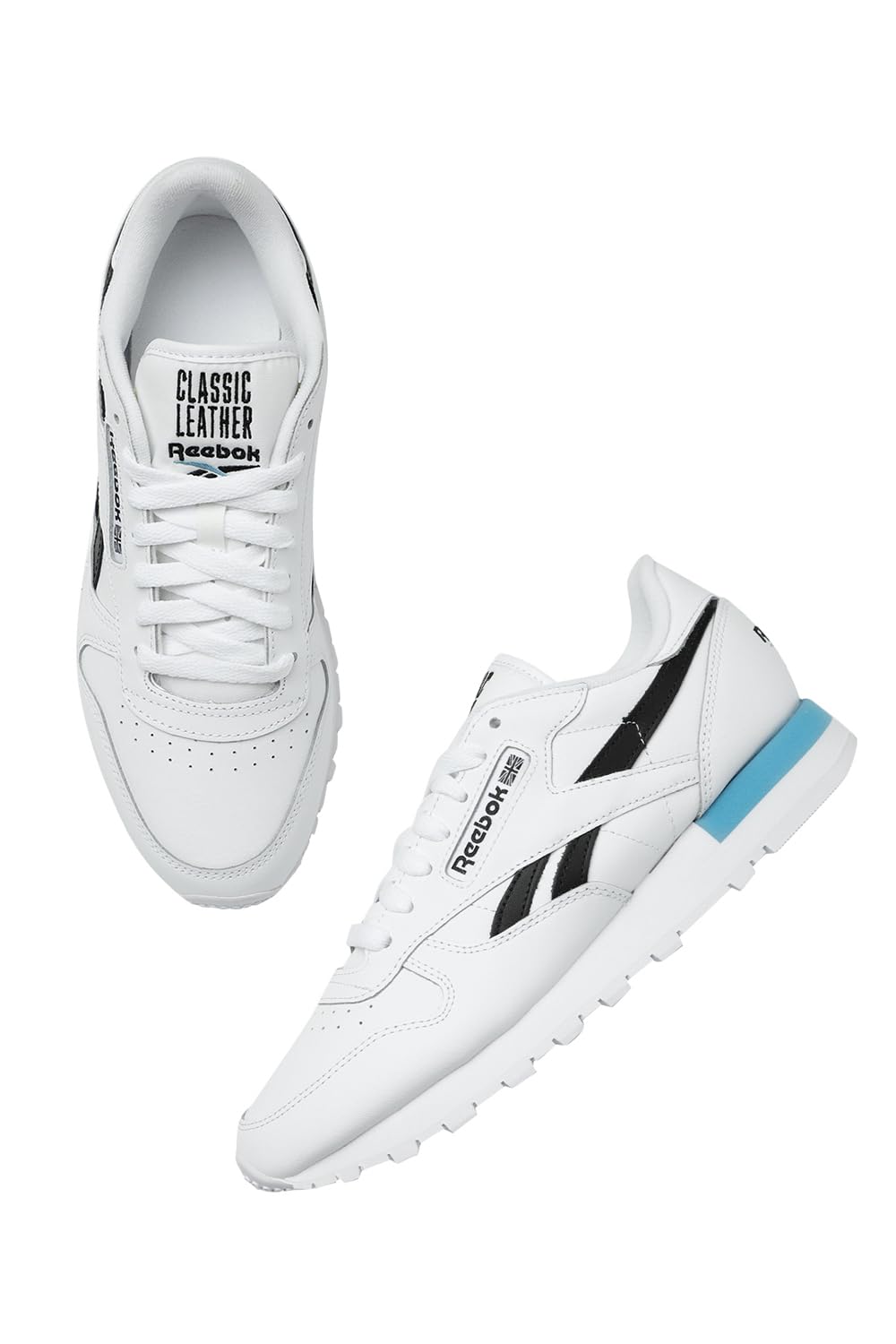 Reebok Mens Classic Leather FTWR White/Core Black/Radiant Aqua Sneaker - 6 UK (IE9383) (B0C95CV2JD) Amazon Price History, Amazon Price Tracker