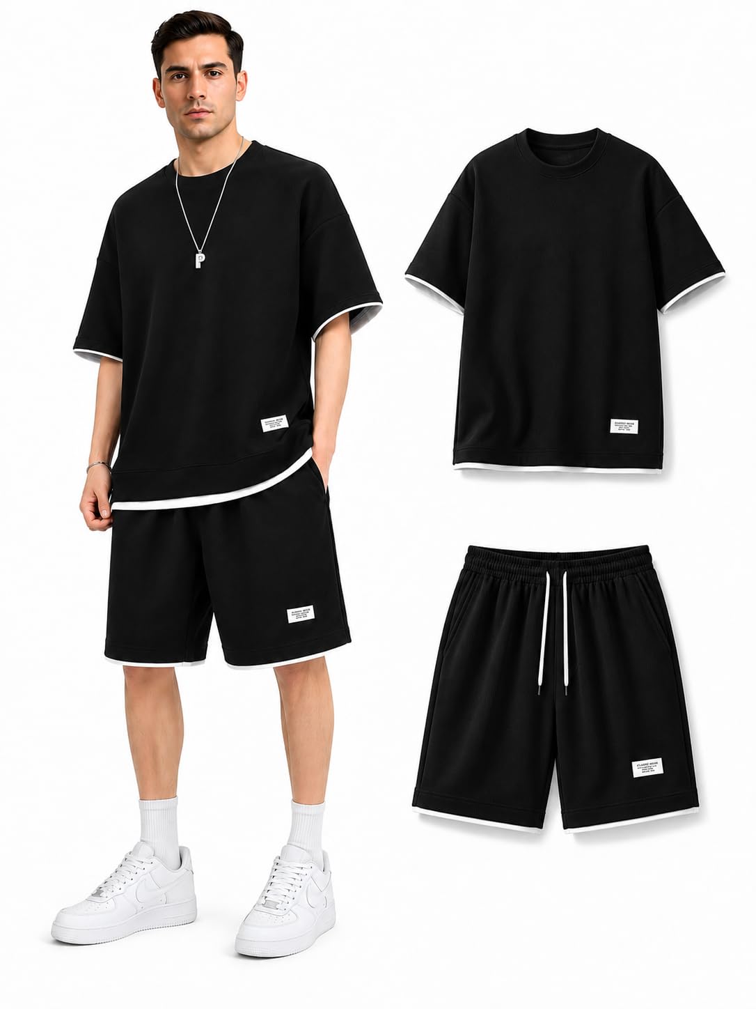 mk brothers Men's Oversized T-Shirt and Shorts Co-ord Set-picture-23