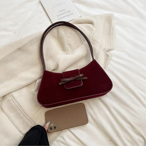 YFGBCX Suede Purses for Women Small Shoulder Bag Brown Purse Suede Tote Handbag for Work Everyday4