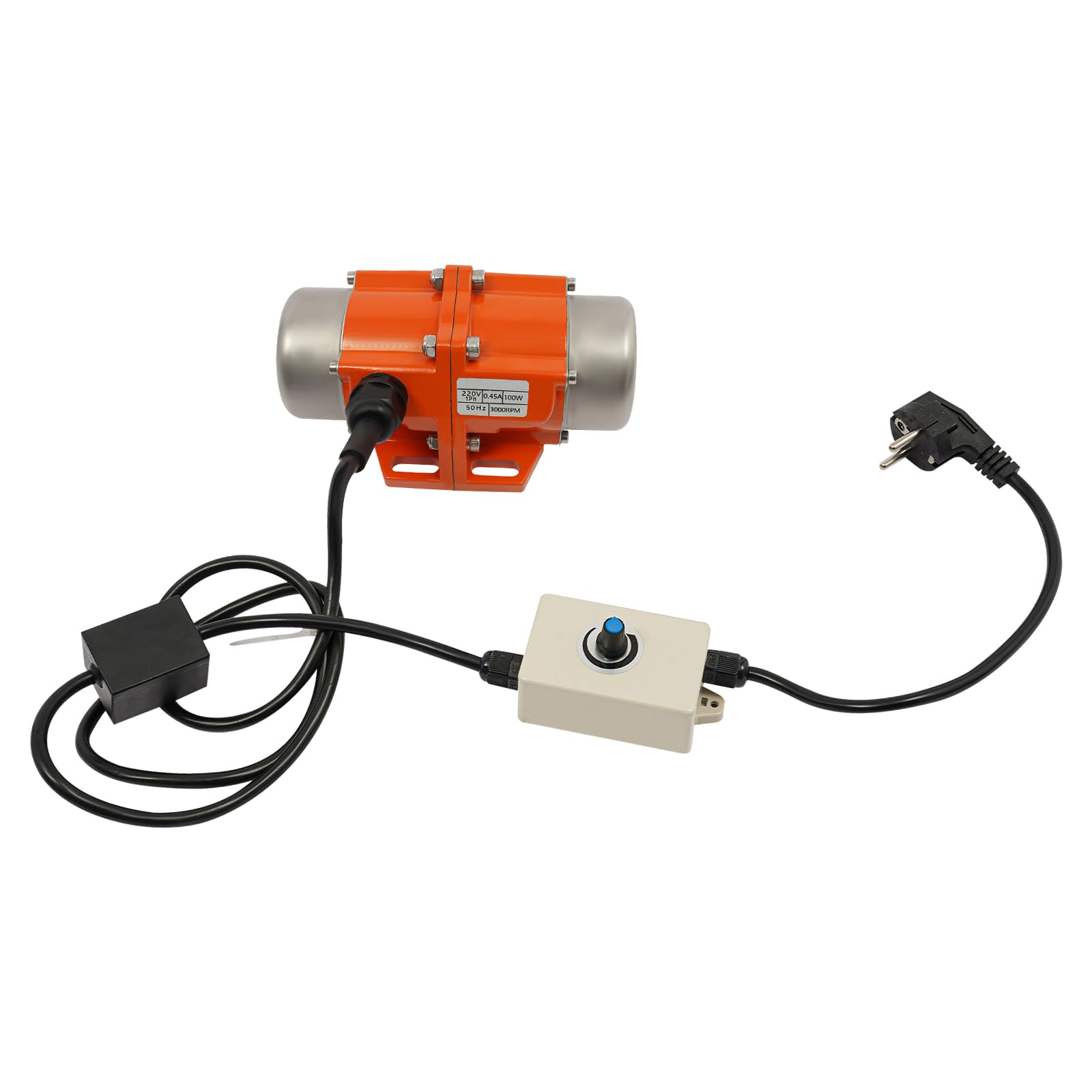 Vibrationsmotor mit Drehzahlregler, 220V Elektrischer Rüttler 1500-3000 U/min Mehrzweckmotor Vibrator Geräuscharm, Rüttelmotor Vibration Motor für Bergbau Metallurgie Kohle (100W)