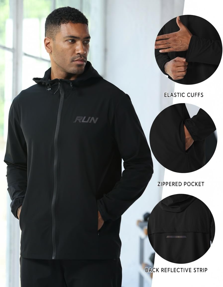 RPOVIG Men's Tracksuit Sweatsuits 3 Piece Windproof Jacket Long-Sleeve T-Shirts Pants Athletic Hiking Camping Jogger Outfits