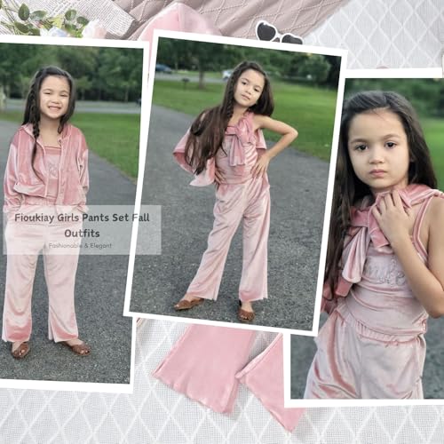 fioukiay Girls Sweatsuits Set Velour Tracksuit 3 Piece Outfits Zip Up Hoodies Camisole and Flare Pants Athletic Jogging Set2