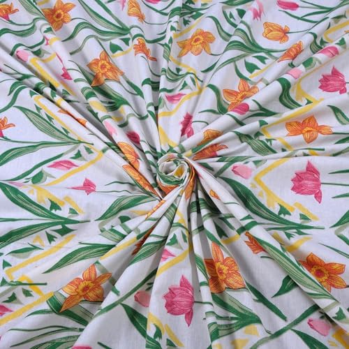 Image of HUESLAND by Ahmedabad Cotton 144 TC Cotton Elastic Fitted Bedsheet King Size with 2 Pillow Covers | 72 x 78 inches