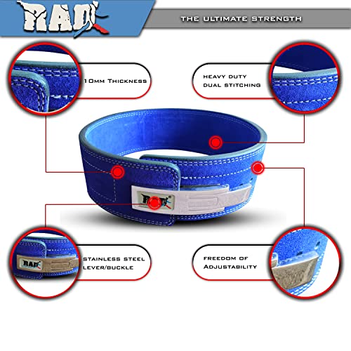 Rad Weight Lifting Belts Powerlifting And Weightlifting Belt With Lever Buckle, 10Mm (Blue, Small) #TOP2