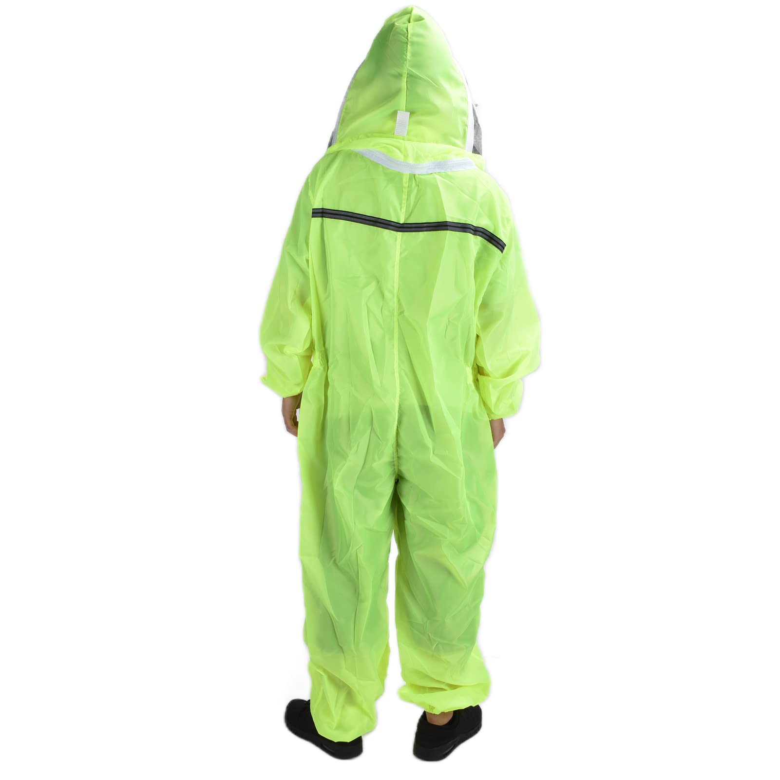 Traje de apicultura, mono de apicultor de una pieza verde fluorescente con cremallera frontal para protección contra picaduras de colmenar