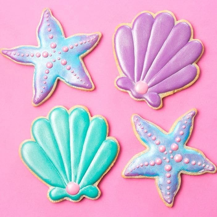 Miniatura 4 de Cortadores de galletas de sirena, cola de sirena, estrellas de mar, conchas de mar de acero inoxidable, formas para hornear, regalo