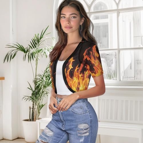Image of Women's Shrug Short Sleeve Bolero Open Front Knit Party Tulle Cardigan Cropped Cardigan Shoulder Cover Up