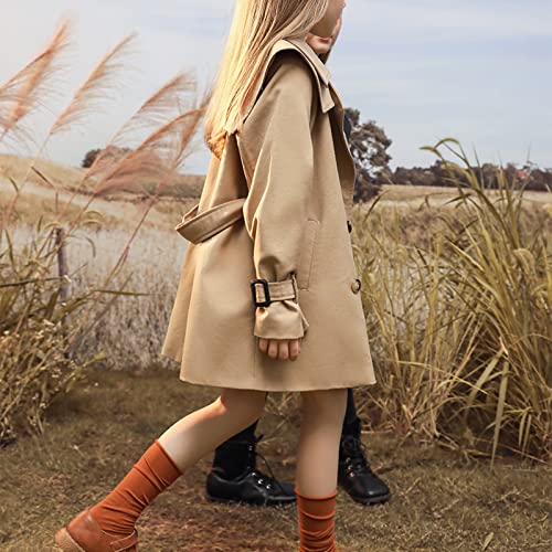 Girl's Trench Coat Single Breasted Windbreaker Jacket Outwear with Belt for 4-17 Years3