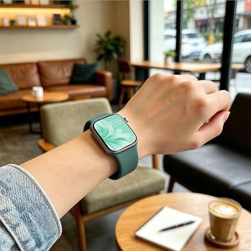 Image of Bands Compatible with Apple Watch 38mm 40mm 41mm 42mm 44mm 45mm 49mm, Soft Silicone Replacement Sport Accessory Strap Wristband for iWatch Series Ultra 8 7 6 5 4 3 2 1 SE Women Men Pine Green